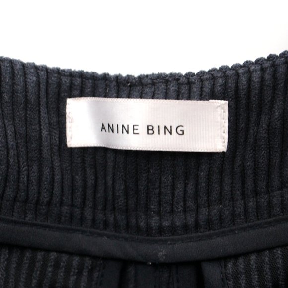 Anine Bing Jocelyn Corduroy Slit-Hem Pants S High Rise Trousers Navy Blue Small - Picture 8 of 9